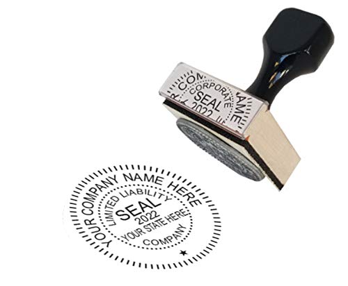 Hubco Traditional Business Stamp Seal With Old-Fasioned Wood Handle, 1.6 X 1.6 Inches, Black, Tan, 1 Count [Llc] #TOP22