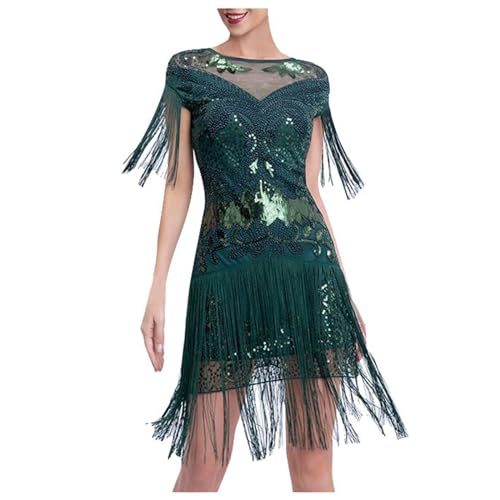 Robe de cocktail à franges haut de gamme avec détails pailletés et maille fine