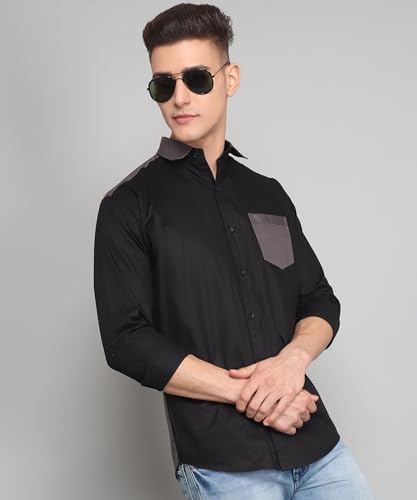 Image of Jacob Premium Black Solid Casual Cotton Shirt for Men.(AB D 402 XL)