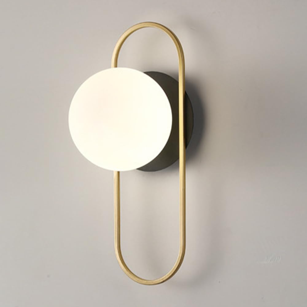 SXECAEPS Round Glass Wall Sconce Indoor Hardwired Bathroom Vanity Light Fixture with Globe Shade, G9 Socket Nordic Modern Lamps for Bedroom Bedside, 1-light