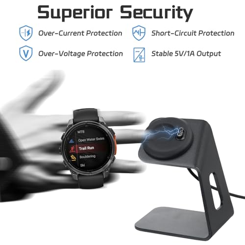 sciuU Charging Stand & Charger Compatible with Garmin Forerunner/Fenix/Venu/Instinct/Vivoactive Series, Charger Dock with Detachable Aluminium Alloy Holder, Safe Charging with 100cm USB Cable - Image 3