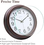 WISKALON Wall Clock Battery Operated Silent Non-Ticking Classic Quartz Clocks Decorative for Living Room, Bedroom Kitchen, School, Rustic Home (8.5 Inch, Brown)