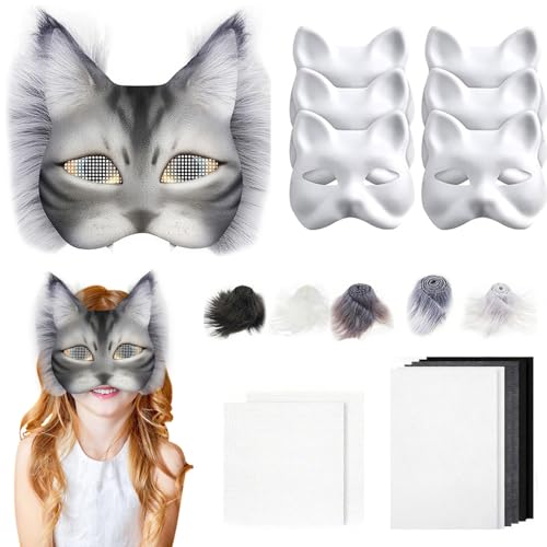WELLXUNK Tier Katze Maske DIY Set, Therian Mask DIY Set, Therian...