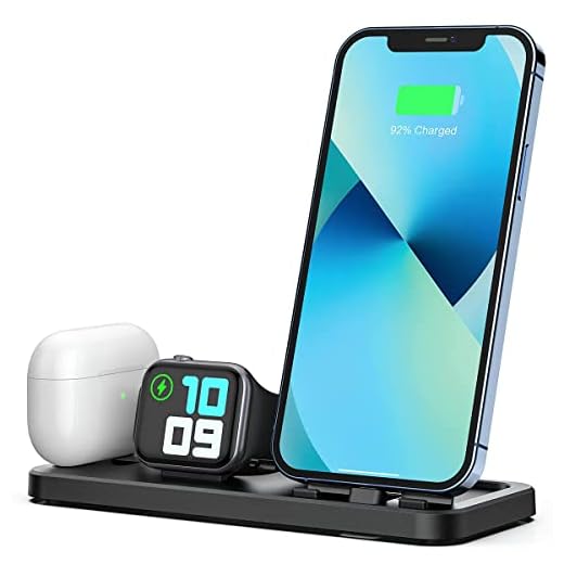 LERCIOR Portable 3 in 1 Charging Station for Apple Devices Foldable Charger Station for Apple Watch 7/6/SE/5/4/3/2/1 Charger Stand, Charging Station for iPhone AirPods Pro3/2/1 Charging Stand Black