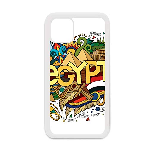 Coque iPhone 12 Pro Max blanche motif pyramide et sphinx d'Égypte antique