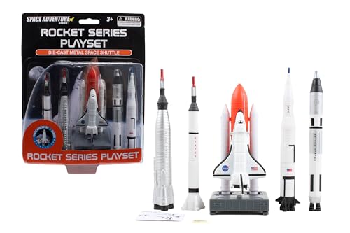 Space Adventure 5-Piece Rocket Series Playset Die-cast Metal Space Shuttle Fun Toys and Collectibles Perfect for Kids Ages 3+