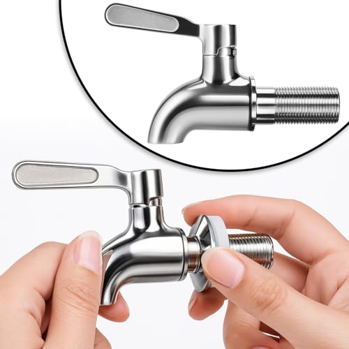 Wilhelm Sell® Zapfhahn aus Edelstahl 304 (16 mm Gewinde) mit Zubehörset - Ersatzhahn für Getränkespender, Saft, Kombucha, Bier, Wein - rostfrei, lebensmittelecht