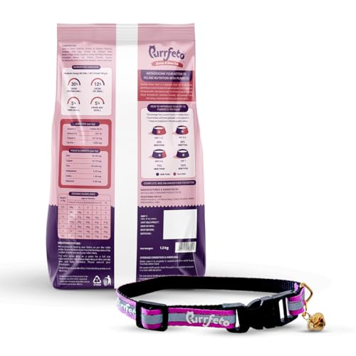 Image of Purrfeto Kitten Dry Cat Food | Chicken & Ocean Fish | 1.2 kg with Reflective Collar Worth Rs 99 Free | 40% Reduction in Urinary Track Diseases |Promotes Brain & Vision Development