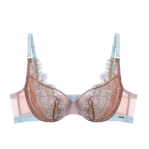 Soutien-gorge minimiseur marron 75C WENJUN avec armatures et dentelle transparente