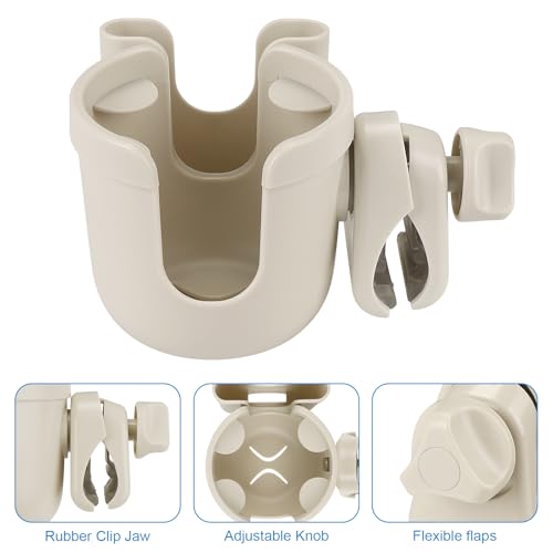Image of Accmor Stroller Cup Holder with Phone Holder, Bike Cup Holder, Universal Cup Holder for Uppababy Nuna Doona Strollers, 2-in-1 Cup Holder for Walker, Wheelchair, Scooter