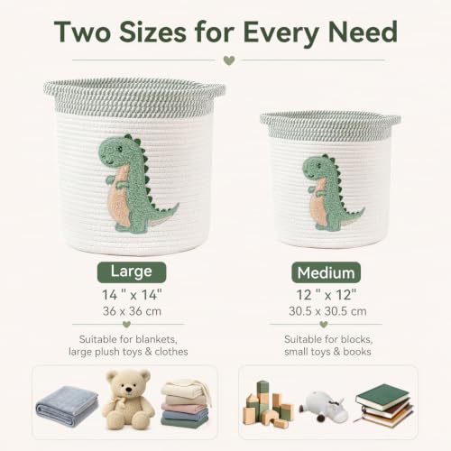 Image of Baby Hamper Large Toy Storage Basket for Toddlers Boys, Dinosaur Room Decor