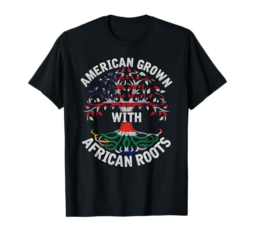 American Grown African Roots USA Bandera Black History Mes Camiseta
