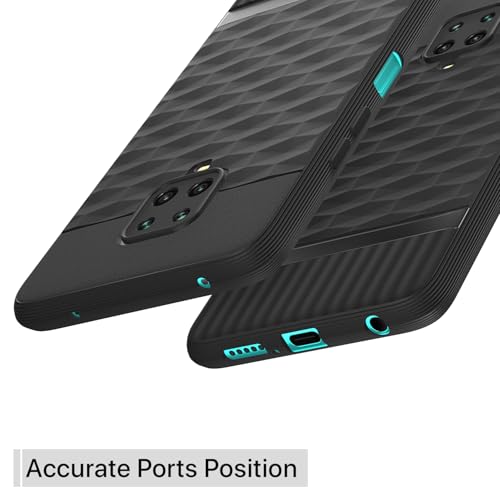 Image of Pikkme Back Cover for Redmi Note 10 Lite /Note 9 Pro /Pro Max /Poco M2 Pro Camera Protection 3D Hexa Cube Design Silicone Protective Bumper Case (Black)