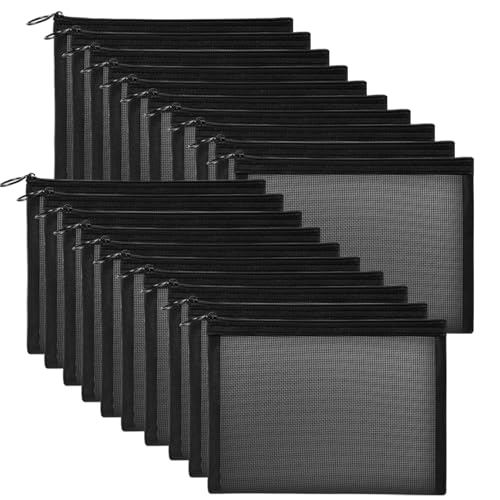 20 Pieces Mesh pouch, Mesh Makeup Bag Portable Makeup Pouch Travel Toiletry Bag for Makeup Organizer Home Office Travel Accessories, Mesh Cosmetic Bag with Zipper