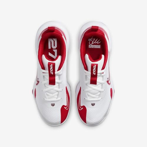 Nike Force Trout 9 Pro MCS Big Kids' Baseball Cleats (FZ0916-101, White/Pure Platinum/Team Red/) Size 104
