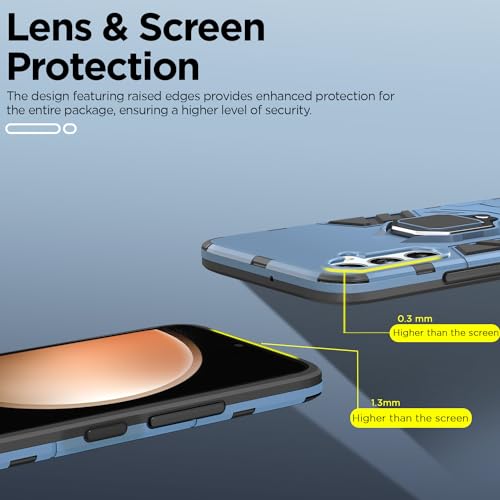 Image of Pikkme Samsung Galaxy S23 FE 5G Back Cover | D5 Tough Armor Bumper | 360 Protection Case | Ring Holder Stand Case for Samsung Galaxy S23 FE 5G (Blue)