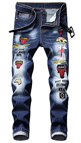Men's Fashion Ripped Jeans with Patches