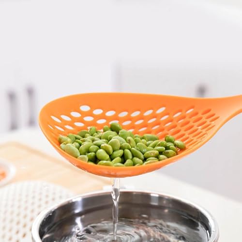 Orange Slotted Spoon, Deep Fry Strainer Colander for Kitchen