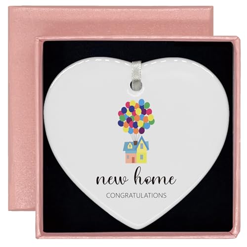 Heart Shaped White Ceramic Ornament-Happy New Home Realtor to Homeowner Gift-Housewarming Present for First Time Buyer Congrats Keepsake Ceramic Decor
