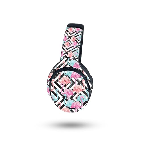 Image of MightySkins Carbon Fiber Skin Compatible with Skullcandy Crusher ANC 2 - Pop Flamingo | Protective, Durable Textured Carbon Fiber Finish | Easy to Apply