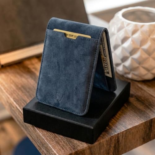 Image of Vaultskin MANHATTAN Slim RFID Blocking Bifold Leather Wallet for Men - Men's Leather Wallet, Front Pocket Minimalist Card Holder, Holds 9 Cards and Cash, Premium Italian Leather
