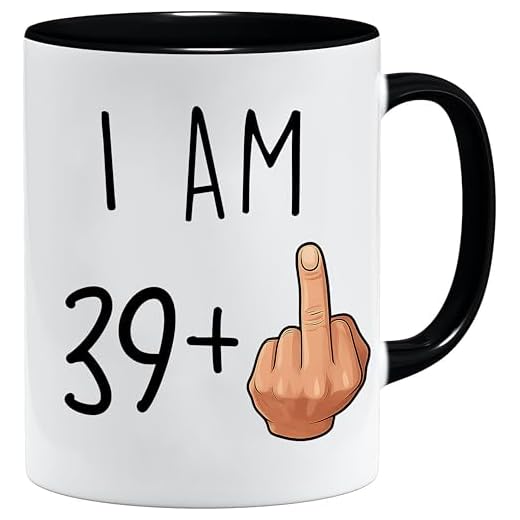 Juego de taza y caja de regalo con texto "I AM 39 + 1 - Novedad de 325 ml de y te, cafe, oficina, trabajo en casa