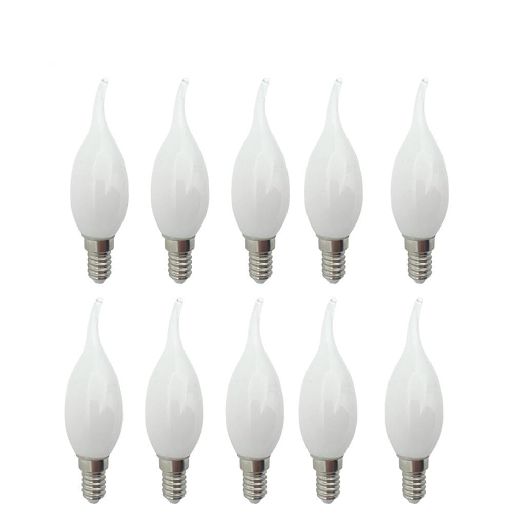 GERRIT Ampoule LED à Filament de bougie rétro 7W C35, ampoule givrée E27 E14, lampe à vis Edison à intensité variable, lustre blanc chaud, 10 pièces (Color : Warm light, Size : TAIL PULL_E14_7W)