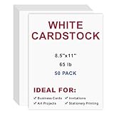 Cardstock 8.5 x 11, 50Pcs 65lb/180gsm Thick Cardstock Printer Paper for Art Crafts Stationery Printing Business Cards Office Printing (White, 50pcs)