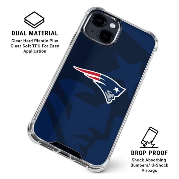 Skinit Clear Phone Case Compatible with iPhone 14 - Officially Licensed NFL New England Patriots Double Vision Design