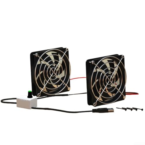 Sandyseptember Ventilador de escape alimentado por USB con velocidad ajustable para casa de mascotas de gallinero (ventiladores dobles de 8 cm)