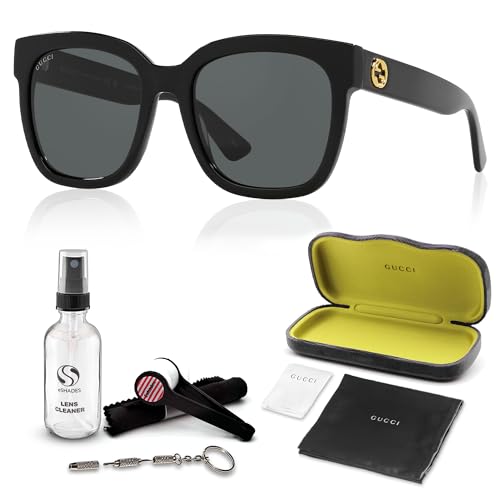Gucci GG0034SN Square Shape Sunglasses wih eSHADES Eyewear Kit Bundle