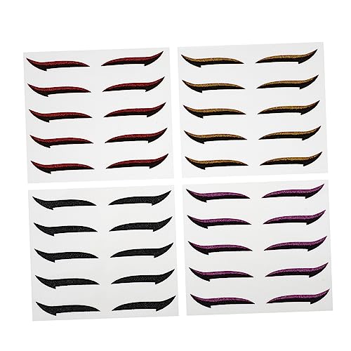 Beavorty 20組 アイシャドウステッカー メイクアップアイライナー まぶたのストリップ インスタントアイライナーステッカー 顔の化粧ステンシル デュオまつげグルー のり