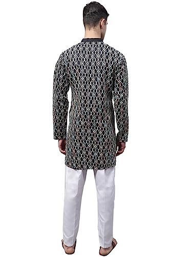 Image of Jompers Men's Cotton Embroidered Straight Kurta Pyjama Set