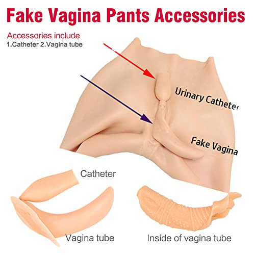 FSYH Realistische Vagina-HöSchen Herren Slip Aus Silikon Mit Verstecktem Gaff GefäLschte Vaginal-Tanga-UnterwäSche füR Transgender Drag Queen Shemale/Lvory White/Basic – Bild 7