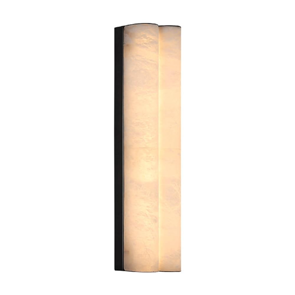 Alabaster Wall Sconces 10W 3000K LED Modern Natural Marble Wall Lights For Indoor Lighting 11.81In Black Vanity Lights For Bathroom Hardwired Lighting Fixture Alabaster Marble Lamps For Stair Bedroom
