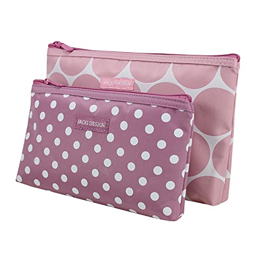 Combo Kit 2 Necessaires Pequena e Grande Estojo Dupla Tecido Cor:Rosa