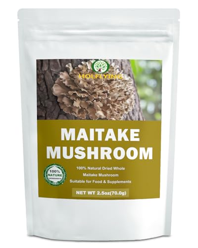 Dried Raw Maitake Mushrooms - 2.5 oz All-Natural Whole Maitake for Cooking Soup Tea and Vegan Recipes No Additives No GMO