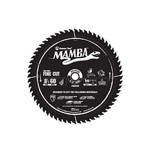 Amana Tool Mamba MA8560 Carbide Tipped Thin Kerf Circular Saw Blade for Wood Plywood, Laminate, 8-1/2 Inch Dia x 60T, ATB+F, 8 Deg, 5/8 Bore, Fine Cut