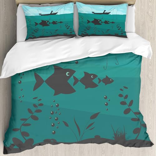 Parure de lit microfibre 228x264cm anti-plis imprimé pêche