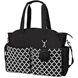 [ＶＬＲＮ] おむつバッグ トートバッグ、大容量 多機能 防水 旅行マザーズ メッセンジャー 男女兼用 ハンドバッグ＆ショルダーバッグ型マタニティバッグ 軽量 多機能アウトドア携帯収納 (ブラック)