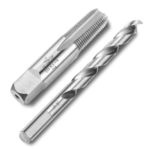 Image of MorningRo 1 /8-27 Npt Tap 21 /64 Drill Bit High Speed Steel Tap Drill Bit Set | M2(6542) High Speed Steel Tap, Accurate Threads, Assorted Plumbers Mechanics, DIY Thread Cutting Tools