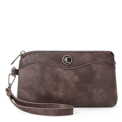 CLUCI Wristlet Wallets for Women Travel Phone Handbag Leather Clutch Purses with Card Slots