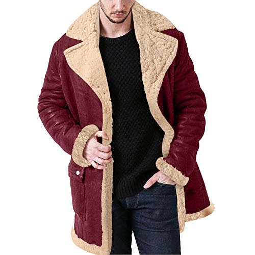 Manteau d'hiver veste en cuir rembourré homme bordeaux vintage épais taille M zippé