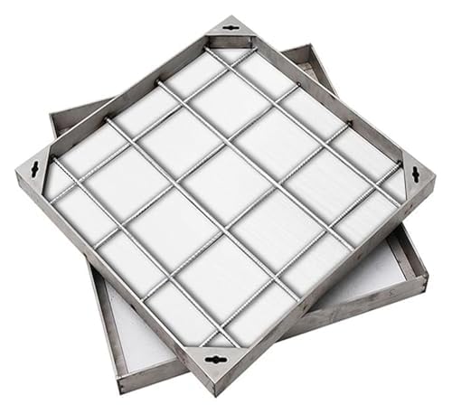 Tapa de alcantarilla, Rejillas de Acero Inoxidable for alcantarillas y Tapas de Registro con Base Plateada, Varios tamaños(500x500x80x3mm)