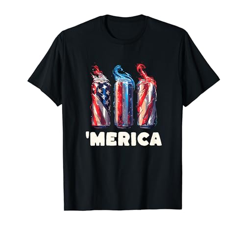Beer American Flag Funny 4 de julio Merica USA Drinking Me Camiseta