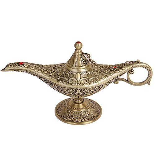 Ziv Luxury Classic Legend Aladdin Magic Genie Light Lamp Pot Classic Silver-Tin Alloy Decoration & Gift (Classic Bronze)