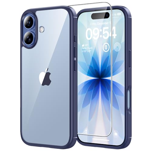 Image of TAURI for iPhone 17 Case, with Screen Protector, Blue | Full Camera Protection, Anti-Yellowing Military-Grade Protection Shockproof Slim Phone Case for iPhone 17