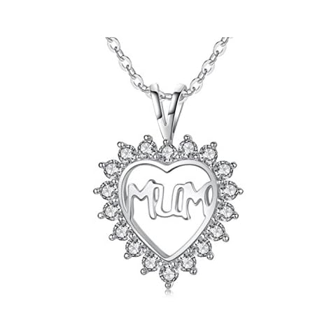 Eliana and Eli Mommy Pendant- Mom Mother Abuela Ibu Mommy Mama Mum Mami Crystal Gold Silver Diamond Simulant Pendant Necklace Jewelry Great for Christmas Birthday Gift (MUM's Heart) Cover
