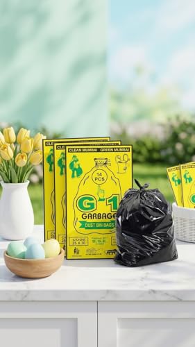 Image of G 1 Garbage Bags And Covers Large Size Black Color 25 X 30 Inch Pack Of 3, 42 Pieces, Plastic, Pack of 42
