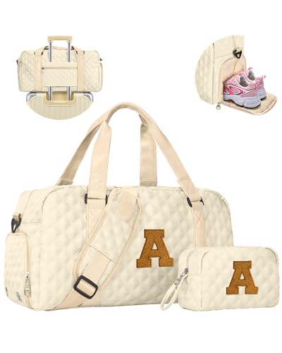 Elilier Women Gifts Travel Duffle Bag: Weekender Overnight Bag with Makeup Bag Gym Dance Gymnastics bag w Shoe Compartment for Girl Teens Personalized women gift for Her